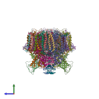 PDB entry 4ixq coloured by chain, side view.