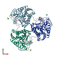 PDB entry 4ixv coloured by chain, front view.