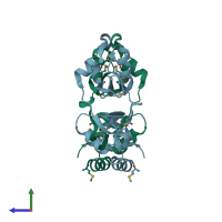 PDB entry 4iy2 coloured by chain, side view.