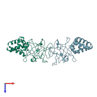 PDB entry 4iy9 coloured by chain, top view.