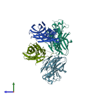 PDB entry 4iyc coloured by chain, side view.