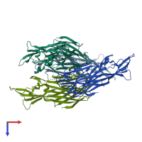 PDB entry 4iyc coloured by chain, top view.