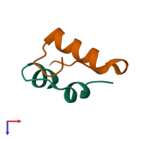 PDB 4iyd coloured by chain and viewed from the top.