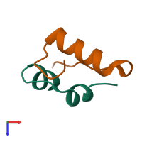 PDB entry 4iyf coloured by chain, top view.
