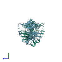 PDB entry 4iyg coloured by chain, side view.