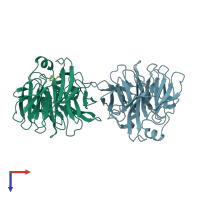 PDB entry 4iyg coloured by chain, top view.