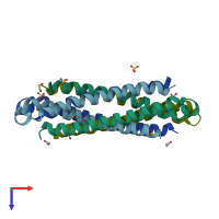 PDB entry 4iyh coloured by chain, top view.