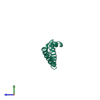 PDB entry 4iyl coloured by chain, side view.