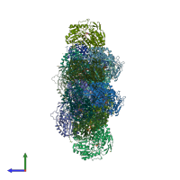 PDB entry 4iym coloured by chain, side view.