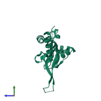 PDB entry 4iys coloured by chain, side view.