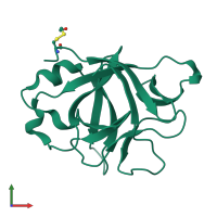 PDB entry 4ize coloured by chain, front view.