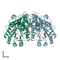 PDB entry 4izg coloured by chain, front view.
