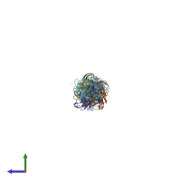 PDB entry 4izj coloured by chain, side view.