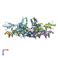 PDB entry 4j01 coloured by chain, top view.