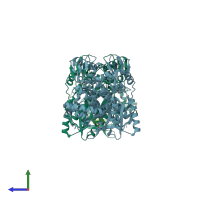 PDB entry 4j02 coloured by chain, side view.