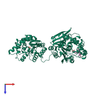 PDB entry 4j03 coloured by chain, top view.