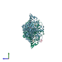 PDB entry 4j0c coloured by chain, side view.