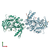 PDB entry 4j0d coloured by chain, front view.