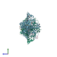 PDB entry 4j0d coloured by chain, side view.