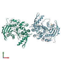 PDB entry 4j0g coloured by chain, front view.