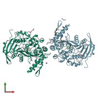 PDB entry 4j0h coloured by chain, front view.