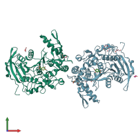 PDB entry 4j0i coloured by chain, front view.