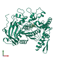 Monomeric assembly 2 of PDB entry 4j0j coloured by chemically distinct molecules, front view.