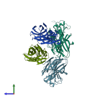 PDB entry 4j0o coloured by chain, side view.