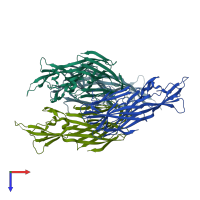 PDB entry 4j0o coloured by chain, top view.