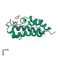 PDB entry 4j0s coloured by chain, top view.