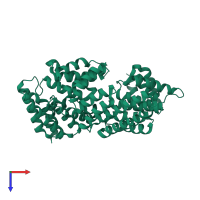 PDB entry 4j0u coloured by chain, top view.