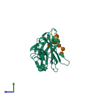 PDB entry 4j12 coloured by chain, side view.