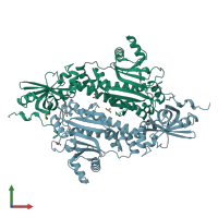 PDB entry 4j15 coloured by chain, front view.