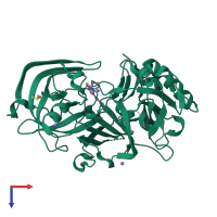 PDB entry 4j17 coloured by chain, top view.