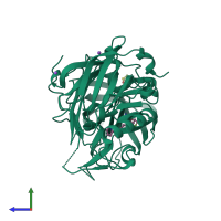 PDB entry 4j1h coloured by chain, side view.