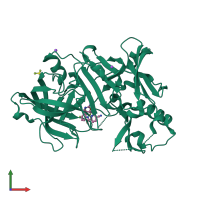 PDB entry 4j1k coloured by chain, front view.