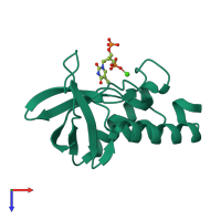 PDB entry 4j1m coloured by chain, top view.