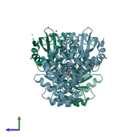 PDB entry 4j1o coloured by chain, side view.