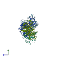 PDB entry 4j1r coloured by chain, side view.