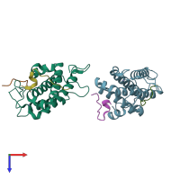 PDB entry 4j1v coloured by chain, top view.