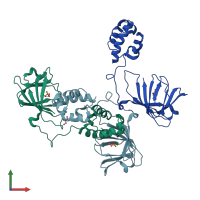 PDB entry 4j1x coloured by chain, front view.