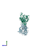 PDB entry 4j1y coloured by chain, side view.