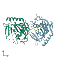 PDB entry 4j1z coloured by chain, front view.