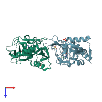 PDB entry 4j1z coloured by chain, top view.