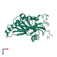 PDB entry 4j21 coloured by chain, top view.