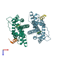 PDB entry 4j26 coloured by chain, top view.