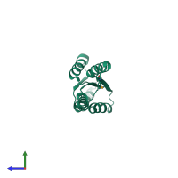 PDB entry 4j29 coloured by chain, side view.