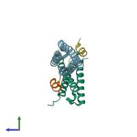 PDB entry 4j2c coloured by chain, side view.