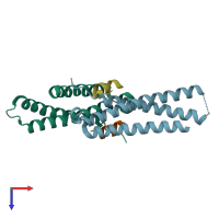 PDB entry 4j2c coloured by chain, top view.