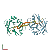 PDB entry 4j2l coloured by chain, front view.